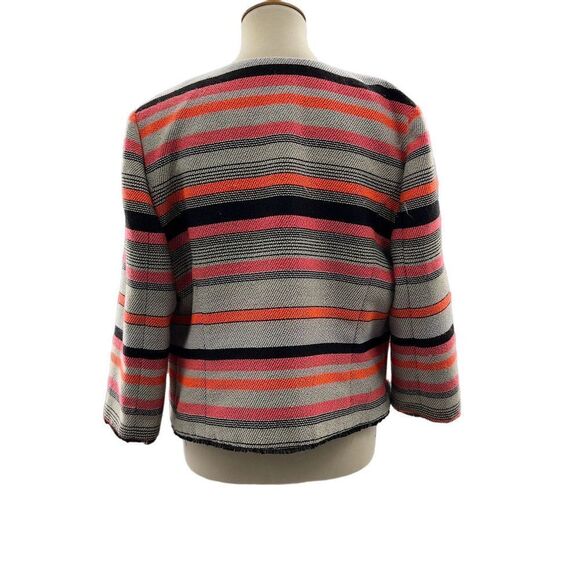 Halogen Petite Women's L Striped Cropped Blazer Jacket Multicolor - Picture 2 of 8